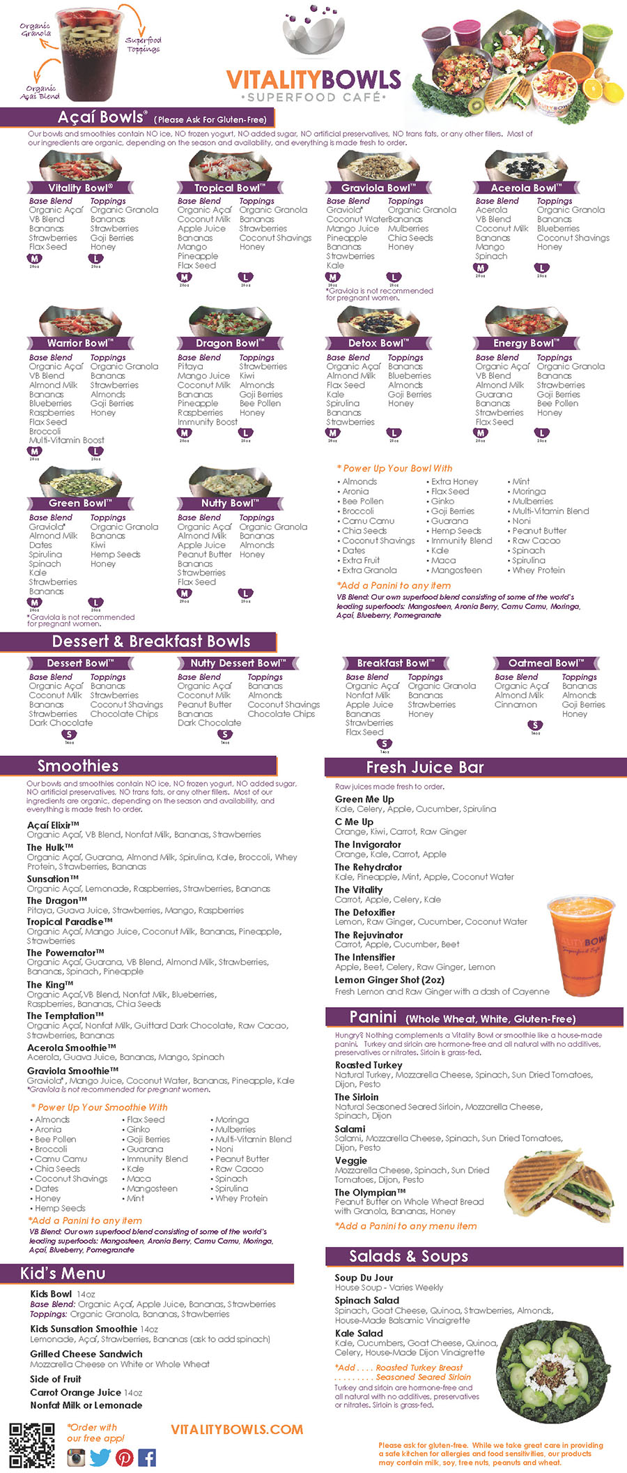 Vitality Bowls Menu OC Restaurant Guides