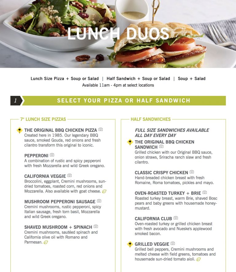 California Pizza Kitchen Menu | OC Restaurant Guides